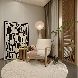 Modern log rest chair combination 3d model