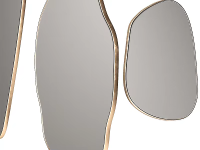 Multiple Gold Framed Mirrors With Unique Shapes For Modern Interior Design 3d model