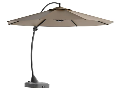 Outdoor Patio Umbrella With Curved Metal Pole Brown Canopy And Sturdy Base 3d model