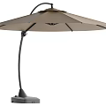 Outdoor Patio Umbrella With Curved Metal Pole Brown Canopy And Sturdy Base