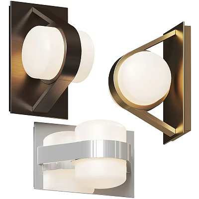 Modern Wall Lamps With Multiple Designs Black Gold Silver Finishes And White Globe Shades 3d model