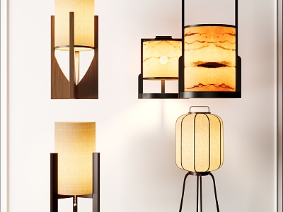 New Chinese-style Table Lamp Combination 3d model