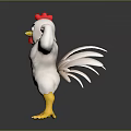 Muscular Chicken Doll With Red Comb Yellow Claws Flexing Muscles Pose