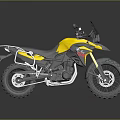 Yellow and Black Adventure Motorcycle With Windshield Luggage Rack and Off Road Tires