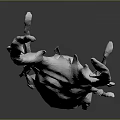 White Horned Beetle Sculpture With Detailed Texture And Shiny Surface On Gray Background
