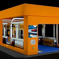 Orange Exterior 4S Car Dealership With Glass Doors Car Wash Equipment And Vehicle
