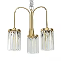 Modern Three Light Gold Metal Chandelier With Transparent Glass Shades