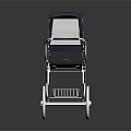 Classic Blue Baby Stroller With White Frame Wheels And Elegant Canopy Design