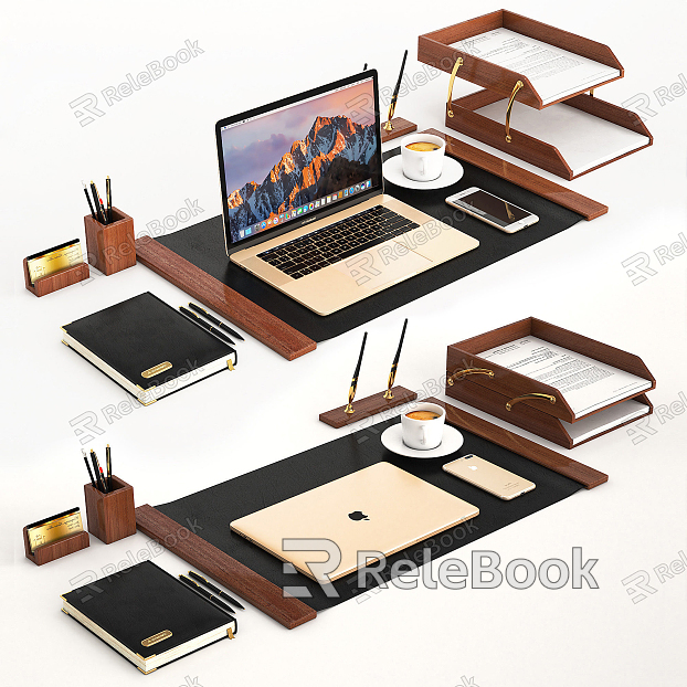 Modern Laptop Rose Gold Apple Laptop Mobile Phone Office Supplies model