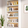 Thickened Steel Bookshelf Household Storage Rack Multi-Layer Student Storage Book Rack Bookcase Wrought Iron Picture Book Shelf with Bucket 3d model