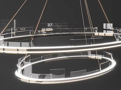 Modern Double Ring Chandelier With White Lighting And Metal Frame Design 3d model