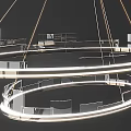 Modern Double Ring Chandelier With White Lighting And Metal Frame Design 3d model