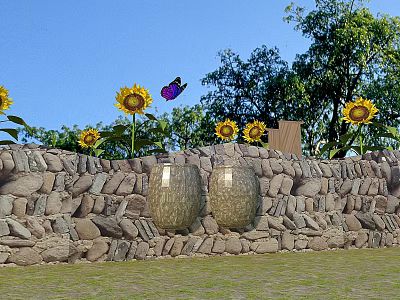 Modern landscape sketch railing fence guardrail railing fence 3d model