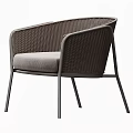 Modern Woven Rattan Leisure Chair With Padded Seat And Metal Frame