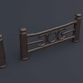 Ornate Metal Fence Featuring Curved Decorative Patterns And Sturdy Support Posts