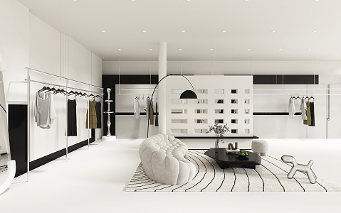 Modern Clothing Store Black and White Clothing Store 3d model