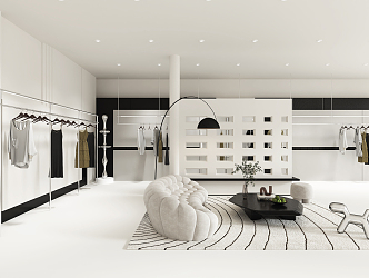 Modern Clothing Store Black and White Clothing Store 3d model