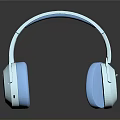 Light Blue White Computer Headphones With Comfortable Ear Cushions And Adjustable Headband 3d model
