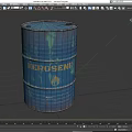 Blue Industrial Kerosene Barrel With Rusty Surface And Visible Label 3d model