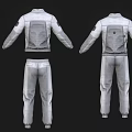 Gray Sportswear Tracksuit Set With Long Sleeve Jacket And Cargo Pants Featuring Pockets