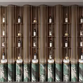 Modern Wine Cabinet With Metal Frame And Green Marble Base For Wine