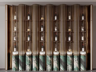Modern Wine Cabinet With Metal Frame And Green Marble Base For Wine 3d model