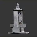 Traditional Stone Washbasin With Decorative Tiles Carved Base And Ornate Canopy Design