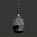 Detailed Military Ship 3D Model With Deck Antenna And Bridge Structure