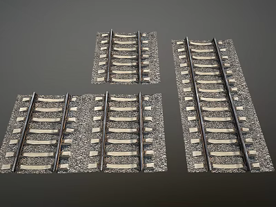 Train Railway Tracks Featuring Multiple Different Track Sections and Rail Components 3d model