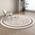 Middle Ancient Black and White Pattern Round Carpet 3d model