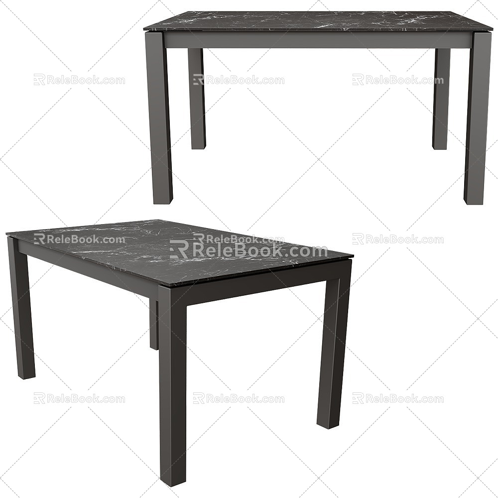 Simple black marble table 3d model