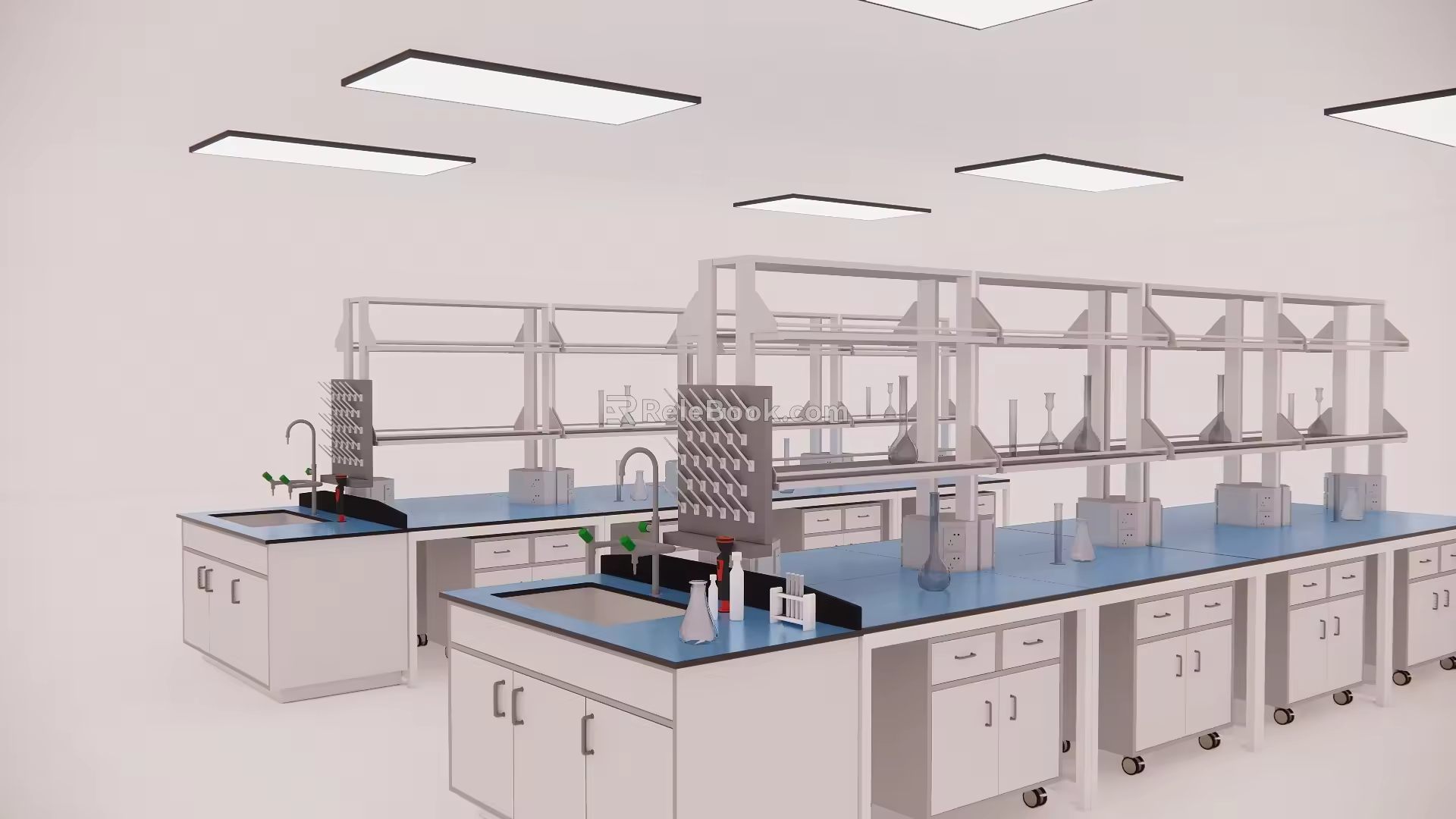 Modern laboratory table laboratory central console 3d model