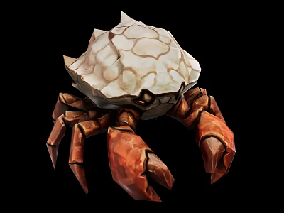 Detailed Crab With Textured White Shell And Brown Claws On Black Background 3d model
