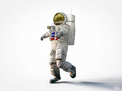 Decorative Astronaut Figurine Ornament Set With White Spacesuit Golden Helmet And Backpack 3d model