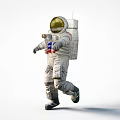 Decorative Astronaut Figurine Ornament Set With White Spacesuit Golden Helmet And Backpack
