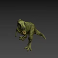 Green Tyrannosaurus Rex Dinosaur With Open Mouth In Standing Pose