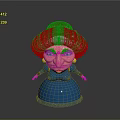 Cartoon Style Old Woman With White Hair Blue Dress And Pearl Earrings