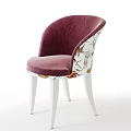 Plum Purple Velvet Dining Chair With Floral Pattern Accents And White Wooden Legs
