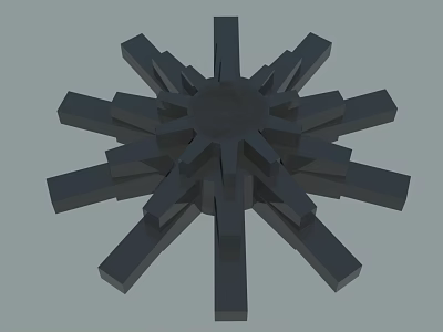 Black Star Shaped Mechanical Structure 3D Model with Geometric Design Elements 3d model