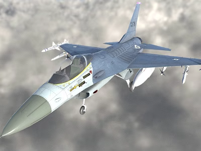 Advanced Military Fighter Jet Flying With Attached Missiles Above Cloudy Sky 3d model