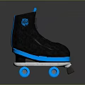 Stylish Black Roller Skates With Blue Accents And Smooth Rolling Wheels