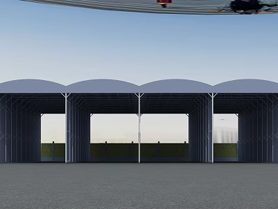 Multiple Curved Roof Canopies With Metal Frames For Outdoor Shade Space 3d model