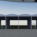 Multiple Curved Roof Canopies With Metal Frames For Outdoor Shade Space