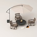 Modern Outdoor Table and Chair Furnace Tea Cooking Outdoor Dining Table Leisure Chair Outdoor Chair Sunshade Umbrella 3d model