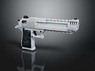 White And Black Building Block Constructed Detailed Pistol Toy Weapon Model Replica 3d model