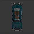 Vintage Green Beetle Car With Brown Suitcases On The Roof