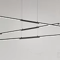 Modern Linear Pendant Light With Black Frame Crossed Design Suspended From Ceiling 3d model