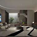 Modern Luxury Lounge Interior Design With Sofa Coffee Table Bookshelf And TV