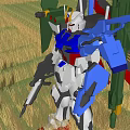 Mecha Robot Standing In Golden Wheat Field Under Starry Sky With Trees