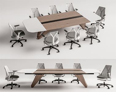 Modern Conference Table and Chair Conference Table and Chair Combination 3d model